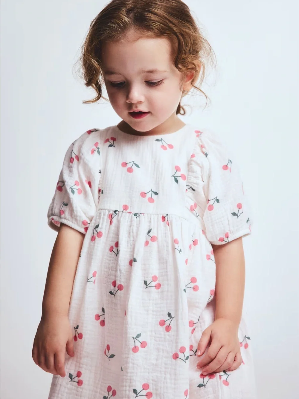 H&M White Dress with Pink Cherry Print